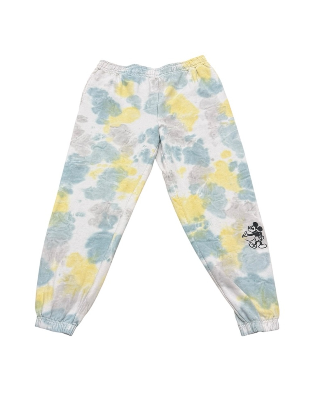 Disney Mickey Mouse Tie Dye Sweatpants White Yellow Blue Lounge Pants